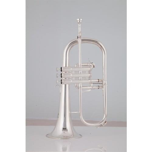 Brass Instrument Flugelhorn Bb Tune Sliver Plated Musical Instruments Horn With Mouthpiece Free Shipping