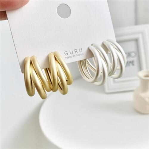 Matte Multi Layers Big Hoop Earrings for Women