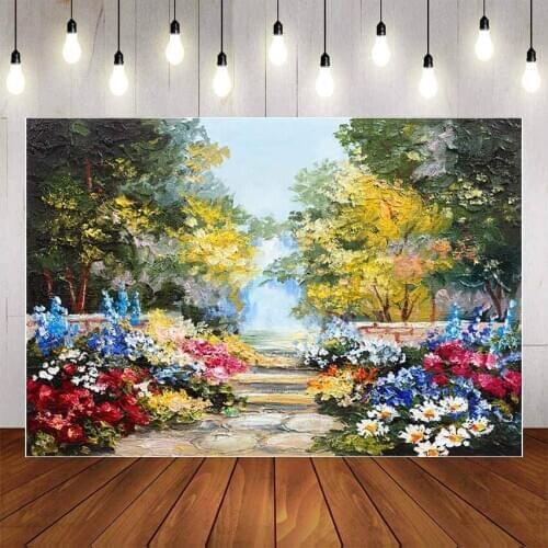 Mehofond Photography Background Spring Floral Garden Oil Painting Flower Birthday Baby Shower Backdrop Photocall Photo Studio