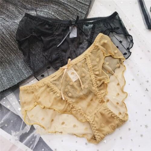 Cute Sexy Lingerie Girls Panties Mesh Coast Lace High Elastic Low Waist Womens Underwear Seamless Transparent Brief Hollow Out