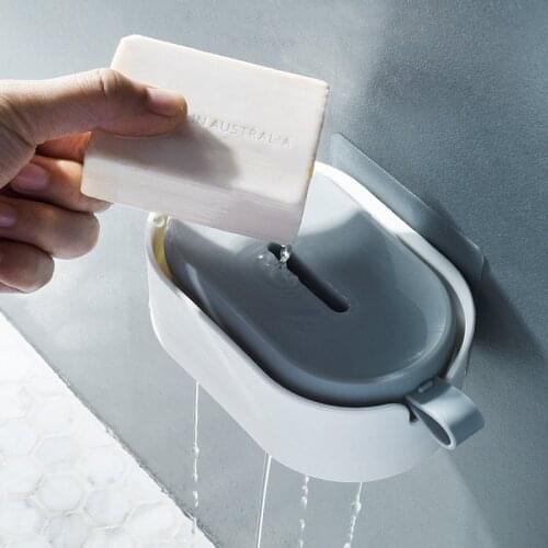 GURET Multifunction Soap Holder Protable Soap Dish For Bathroom Storage Box With Brush Plastic Storage Rack Bathroom Accessories