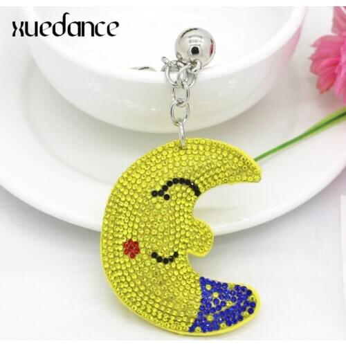 Fashion Moon Creative Couple Bag Ornaments Car Keychain Crystal Mounted Key Pendant