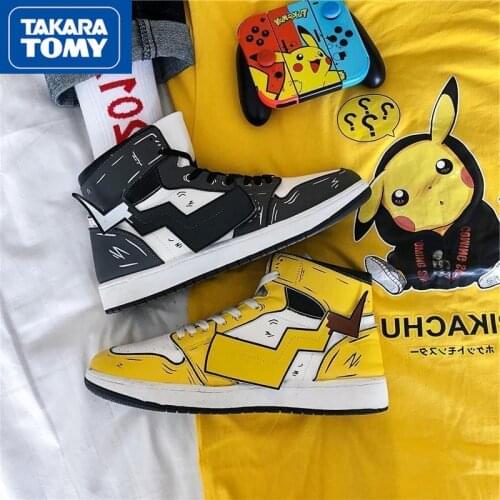 TAKARA TOMY Pokemon Fashion Non-slip Comfortable Breathable High-top Mandarin Duck Shoes Simple Cartoon Sneakers
