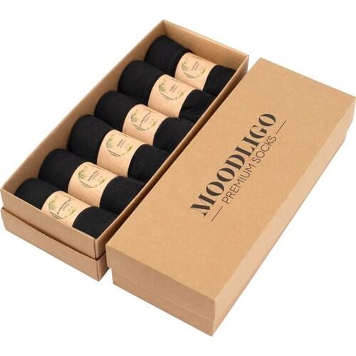 MOODLIGO Premium 6-Piece Black Bamboo Socks
