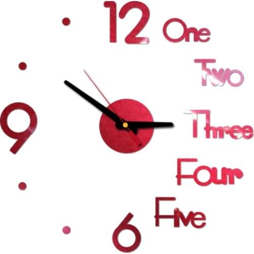 Wall Clock Creative Design 3D Wall Clock Mirror Sticker Detachable Art Decal Sticker Home Decoration Living Room Quartz Needle