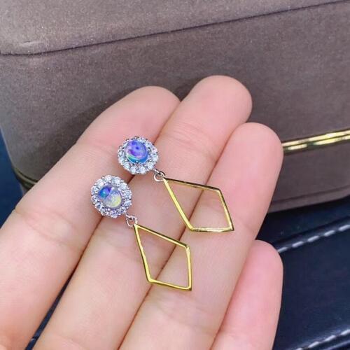 Engagement Best Gift Natural Real OPal Earrings S925 Sterling Silver Fine Elegant Jewelry for Women Wedding Earring