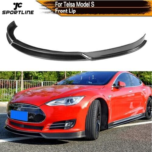 Carbon Fiber / FRP Front Bumper Lip Spoiler Splitters for Tesla Model S Base Sedan 4-Door 2012 - 2016 Front Bumper Lip