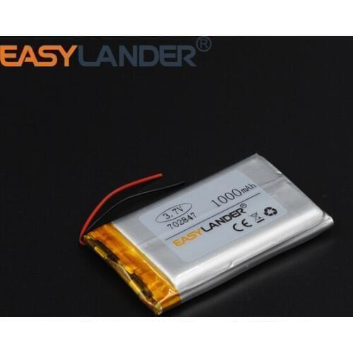3.7V 702847 1000mAh Rechargeable li-Polymer Li-ion Battery For MP3 Mp4 PAD DIY bluetooth Vedio Tablet PC mobile 702847 072847