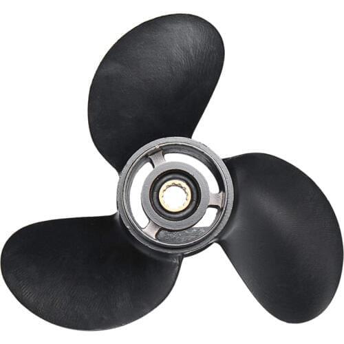 Outboard Propeller 3B2W64517-1 8.5X9 Boat For Tohatsu Nissan-Mercury 8-9.8Hp Aluminum Alloy 3 Blades Black 12 Spline Tooths