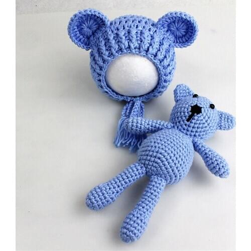 Newborn photography props Baby bear hat woolen knitted cartoon style hat baby girl clothes baby shooting accessories CHD10132