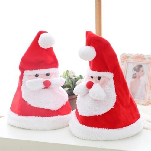 Santa Claus Christmas Hat With Movable Ears Light Music Soft Electric Cap New Year Christmas Gift Toys For Children