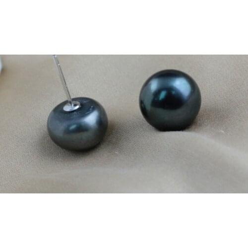 9-10mm Black Color Natural Pearl Earrings Cultured Wedding Bridal Earrings Fresh Water Fashion Jewelry