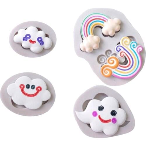 White Clouds Rainbow Silicone Mold Fondant Cake Decorating Tools Sugarcraft Candy Clay Mold Cookie Cupcake Chocolate Baking Mold