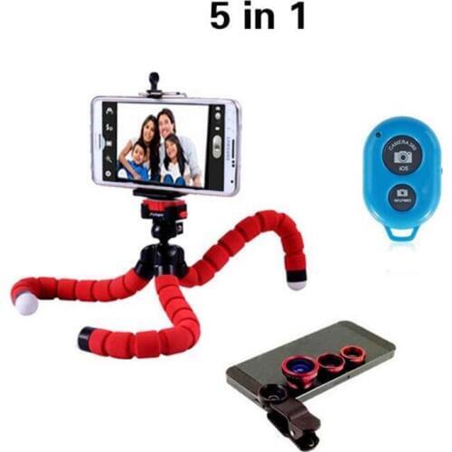 Universal 5in1 Camera Lens Kit for iPhone X for iPhone 6 6s 7 8 Plus Fisheye Wide Angle Lenses for Redmi 5 Plus Tripod for P20