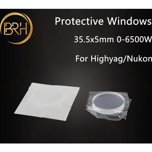 BRH 10pcs/lot Fiber Laser Protective Lens/Windows 35.5*5mm 0-6500W For Highyag/Nukon Fiber Laser Cutting Machine