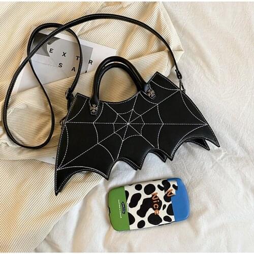 New Spider Web Embroidery Thread Womens Shoulder Bag Handbag Leather Tote Bag Designer Spoof Bat Bag Female Bag Womens Bag