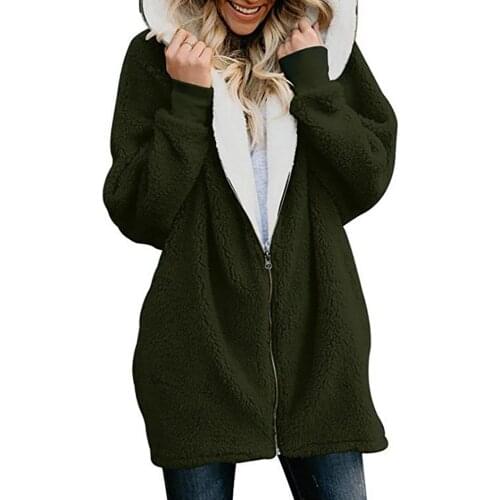 Womens winter jacket Solid color Oversized Zipper Hooded Coat Cardigans Outwear With Pocket Cardigan jackets for women 2021 E3