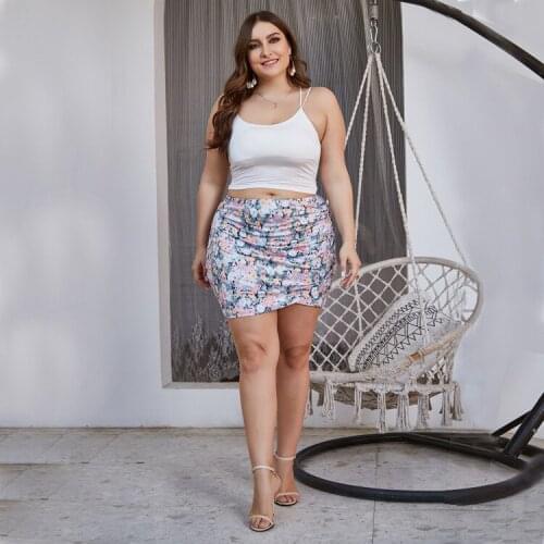 Women A-line Skirts Short Floral Sheath Skirts Plus Size