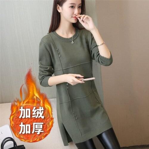 New Autumn Winter Women Long Sweater Loose O-Neck Long Sleeve Knit Pullover Female Casual Plus Size Thick Warm Dress Clothes