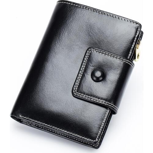 New Arrivals Oil Wax Leather Women Wallet 2020 Premium Real Leather Short Retro Style Zipper Purses Hot Vintage Female Wallets