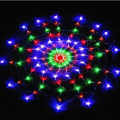 1.2m 120Leds 8 modes AC 220V Colorful Spider Web Led Fairy string Lights Festival Party Layout Hotel Chandelier Net Lights