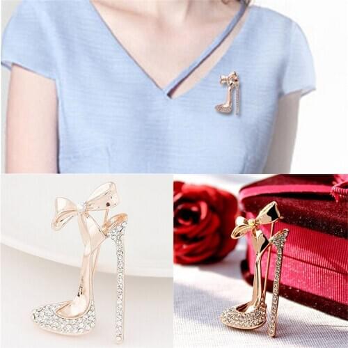 1pc High-heeled Shoe Brooch Pin Stunning Crystals Rhinestone Jewelry