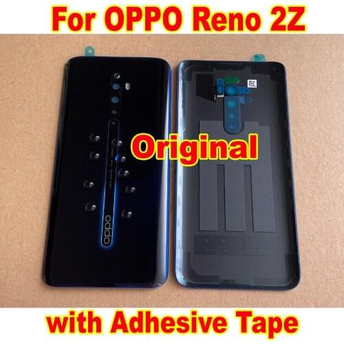 100% Original New Glass Panel Back Cover Battery Door Housing Rear Case with Adhesive For Oppo Reno 2Z Reno2 Z Phone Lid Parts