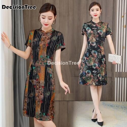 2021 chinese dress print silk chinese dress pattern design cheongsam banquet dress women chinese qipao chinese traditional dress