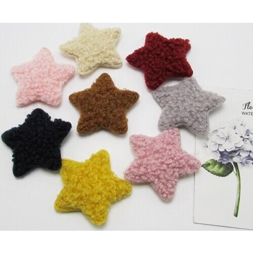 30pcs/lot 4.8cm plush teddy star Padded Appliques DIY handmade Children Hair Accessories and Clothes Sewing free shipping