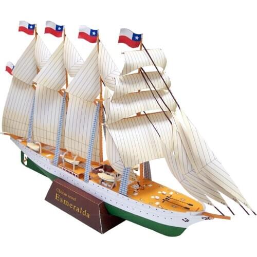 Sailship Esmeralda HD paper model 3D solid paper model adult children DIY hand-made jigsaw puzzle interior decoration Decoration
