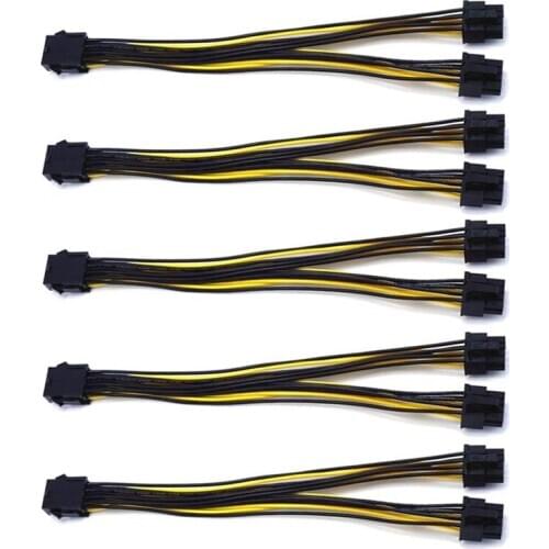 5-Pack PCI-E 8Pin to 2X 8 Pin (6+2) Power Splitter Cable for PCIE PCI Express Image Card Y - Splitter Extension Cable