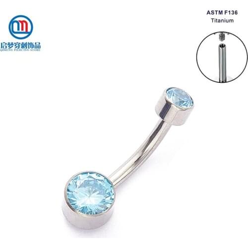 ASTM F136 Implant Grade Titanium Internally Threaded Aqua Blue Micro Navel Ring