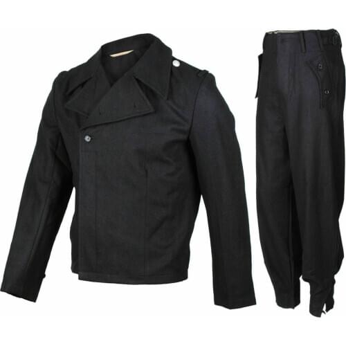Free Shipping WW2 WWII German Elite Panzer Black Wool Jacket Trousers SET SOLDIER MILITARY UNIFORM COLLECTION WAR REENACTMENTS