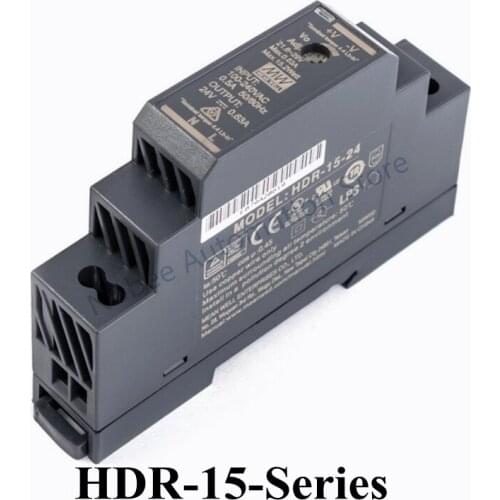 Mean Well HDR-15 DC 5V 12V 15V 24V 48V meanwell Ultra Slim Step Shape DIN Rail Power Supply