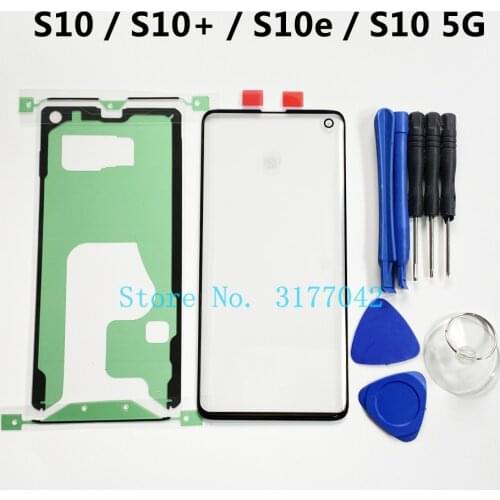For Samsung Galaxy S10 Plus & S10e & S10 5G & S10 Screen Touch Panel Front Outer Glass Lens Replacement With Sticker + Tools