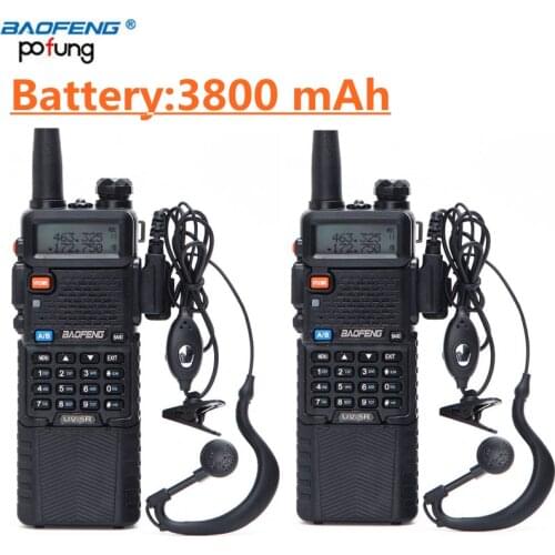 2 Pcs Baofeng UV-5R 3800 mAh battery Walkie Talkie Dual Band Radio UHF 400-520MHz VHF 136-174MHz Two Way Radio portable CB radio