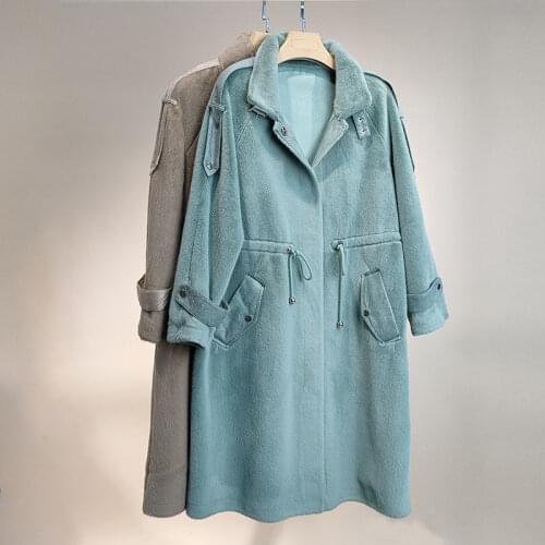 HSTAR Women 2020 Winter Faux Mink Fur Long Coats Casual Warm Jacket Female Stand Collar Fashion Natural Fur Overcoats Outerwear