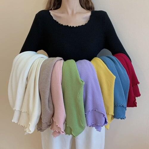 Ruffles Sweater For Women Sweaters Female Pink Wool Winter Woman Sweater Knitting Pullovers Knitted Sweaters Jumper 2021