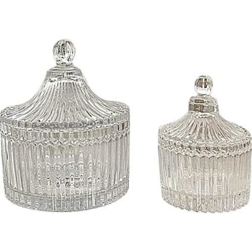 2Pcs European Color Crystal Glass Storage Canned Sugar Cans Candy Box Cotton Swab Box Container Organizer Jar