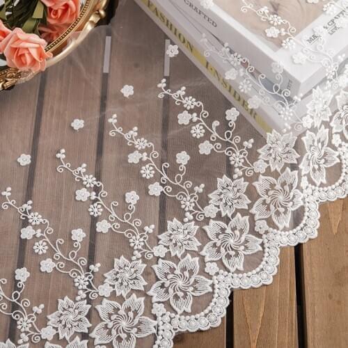 35cm wide lace fabric white flower embroidery lace trim curtains clothes dressmaking needlework DIY decoration accessories new