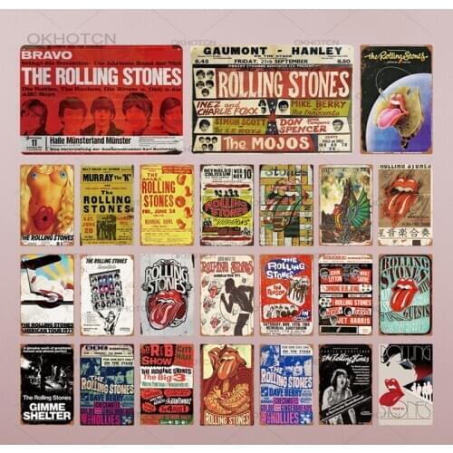 Rock Band Metal Poster Plaque Rolling Stones Metal Tin Sign Wall Decor for Man Cave Bar Pub Decorative Plate