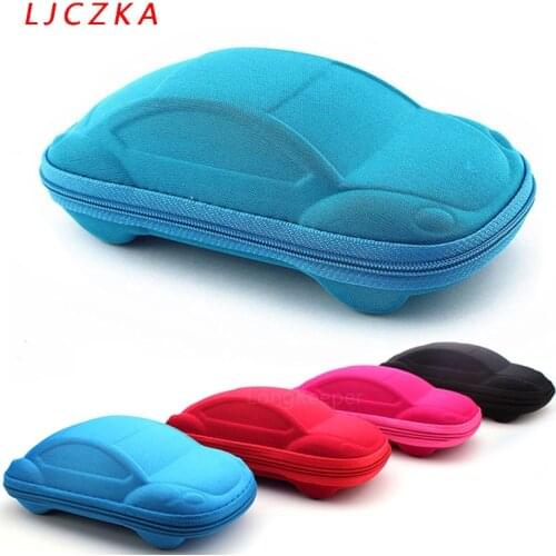 LJCZKA Cute Kids Sunglasses Car Case Children Boys Girls Glasses Case With Zipper Blue Case Red Box Eyewear Glasses Protector