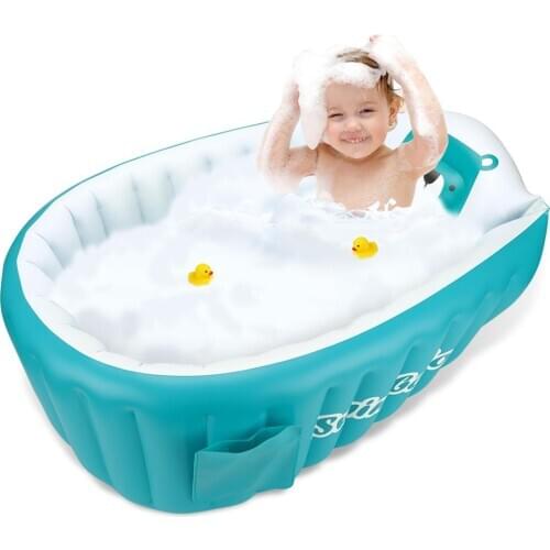 Inflatable Baby Bathtub Chair Cute Bear Infant Bathing Seat Tubs Non Slip Swimming Pool Toddler Portable Foldable Shower Basin w