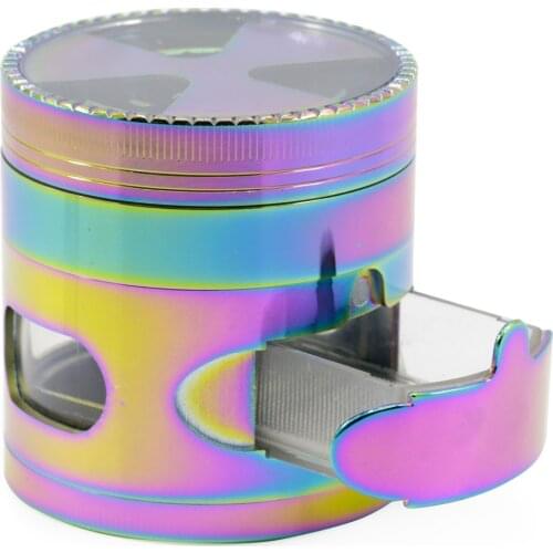 New Diameter 63MM Zinc-Alloy Ice-Blue Tooth Drawer Window Opening Tobacco Grinder Mill Smoke Spice Crusher Maker Dropshipping