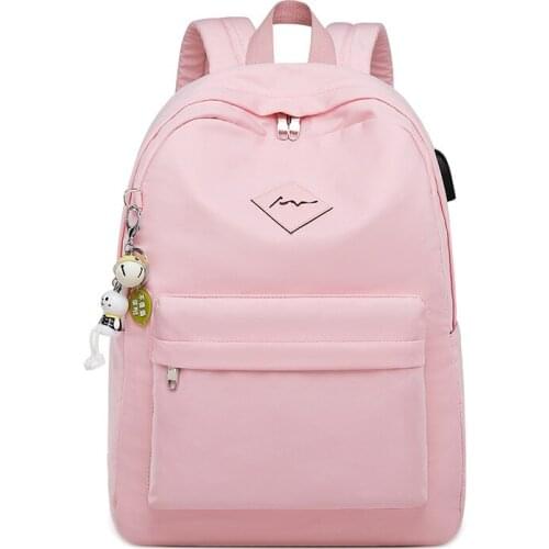 Autumn and Winter New Fashion Canvas Large Capacity Backpack Campus Student Simple Schoolbag with USB Headset Interface