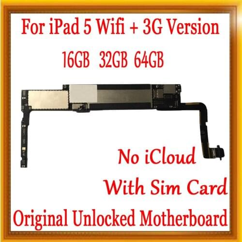 Original unlocked For ipad 5 Wifi+3G Version Motherboard with SIM Card,Wifi+3G Version for Ipad 5 Mainboard with Free iCloud