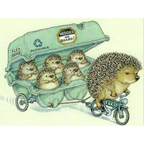 Full Round Diamond Mosaic Hedgehog Cartoon Family Full Square Diamond Embroidery DIY 3D Diamond Painting Cross Stitch WG2584
