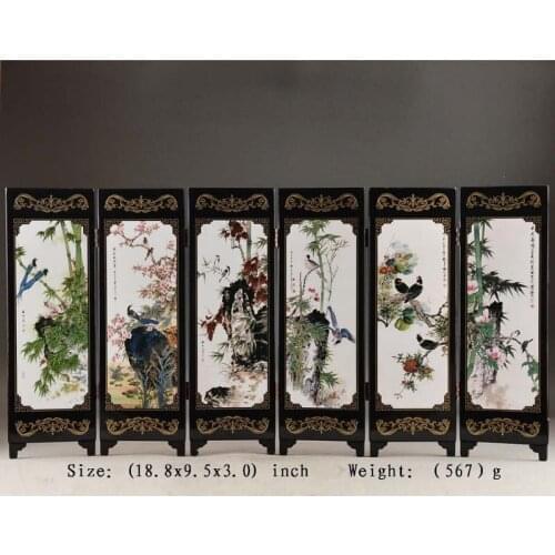 Superb Chinese Handwork Lacquer Painting Bird Flower Screen Decor Collectibles#4