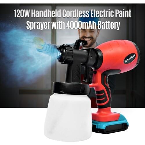 120W Electric Paint Sprayer Quick Cordless Paint Sprayer 3Spray Patterns Flow Rate Control 800ml Paint Container 2.5mm Nozzle