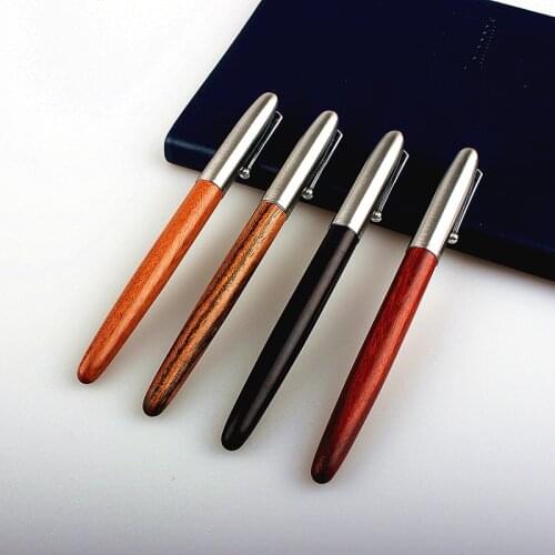 High Quality Luxury Wood Fountain Pen Standard 0.38mm Nib Ink Pens for School Student Finance Office Writing